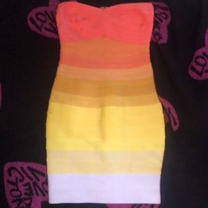 Yellow orange cream bandage bodycon short straples